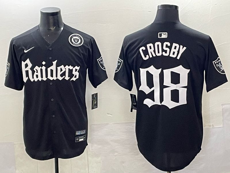 Men 2025 Oakland Raiders #98 Crosby Black 6th generation Joint Name Nike Limited NFL Jersey style 011